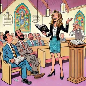 Image illustrating a sermon discussing whether women can serve as pastors in the church.